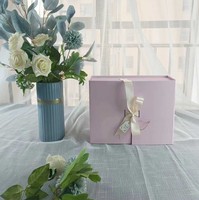 Grande boîte cadeau rigide carrée rose et blanche, pliable, dorée, pour vêtements de demoiselle d'honneur, thé, personnalisable avec ruban et logo