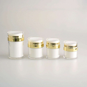 15g 30g 50g en stock, pots de crème pour le visage en acrylique PS rond argenté de luxe, personnalisés, avec pompe sans air - Product Image 3