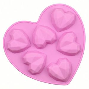Moule en silicone réutilisable pour savon, bougie, résine, forme cœur diamant avec 6 petits trous, logo personnalisé, écologique, OEM/ODM - Product Image 3