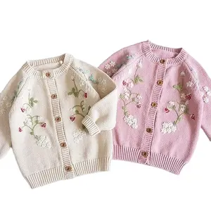 Manteau d'extérieur pour tout-petits pour l'automne printemps 6M-4T bébé filles pull cardigan tricoté