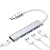 Hub USB Pabrik Tipe-C ke 4 Port USB Multi Splitter Adapter OTG Kabel Konverter HUB Tipe-C untuk Aksesoris Ponsel Komputer
