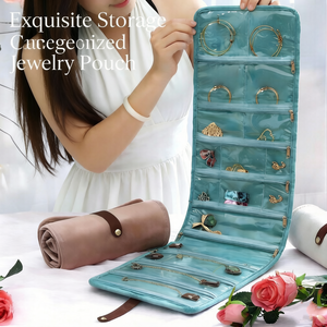 Borsa Porta Gioielli per Collane e Bracciali di Alta Gamma, Borsa per Gioielli di Grande Capacità per Bracciali, Anelli e Portagioie Arrotolabili - Product Image 3