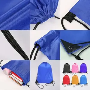 Custom Logo Large Capacity Waterproof Gym Colorful Polyester Sport Drawstring Backpack Bag With Pocket