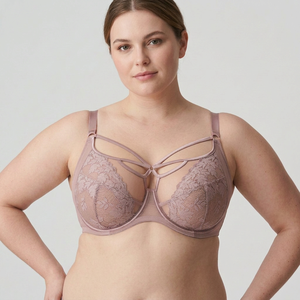 Soutien-gorge à bordure en dentelle pour femme, coupe complète, tissu extensible doux, non transparent - Product Image 1