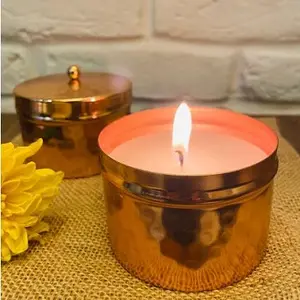 Tarro de vela de latón personalizado, oro, 8Oz, 10Oz, 12Oz, 14Oz, tarros de vela vacíos para hacer velas, lata, recipientes de cobre de lujo - Product Image 1