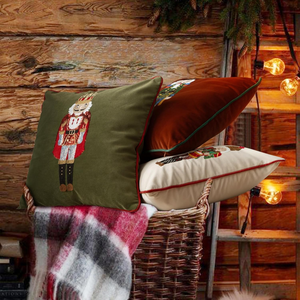 Wholesale 45x45cm New <b>Nutcracker</b> Pattern Embroidered Pillow Cover Winter Christmas Home Decor Sofa Cushion Cover - Product Image 4