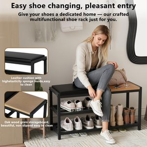 SENYU Modern Metal <b>Shoe</b> Rack With 3 Shelves <b>Storage</b> <b>Bench</b> For Bedroom Entryway Home Furniture Minimalist Design Space Saving - Product Image 4