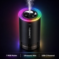 Diffuseur d'arômes et humidificateur de voiture YUEHANGTC, 7 modes RGB, brume ultrasonique, alimentation USB-C, design Yin Yang