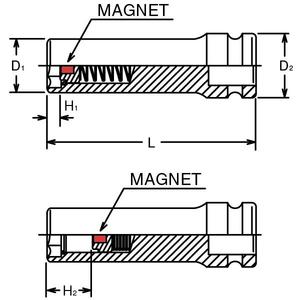 KOKEN - 14300G-16FR Casquillo de impacto hexagonal de 1/2 ''con extremos retráctiles y revestimiento de plástico resistente a los arañazos - Product Image 2