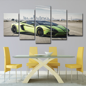 Alta risoluzione 5 pannelli pittura moderna arte della parete <span class=keywords><strong>Poster</strong></span> Sport Super Car Lamborghini poliestere tela stampa con acqua - Product Image 1