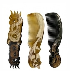 Peine de cuerno orgánico con logotipo personalizado al por mayor, peine profesional antiestático para desenredar el cabello, exportado desde Vietnam - Product Image 3