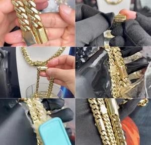 Juego de Joyería de Cadena Cubana Mónaco Impermeable de Oro de 14k Nuevo Estilo Miami 6mm Joyería Mónaco con Cierre en S Negro de 14k para Mujer y Hombre - Product Image 3