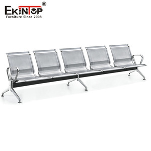 Silla de espera Ekintop de tres plazas de acero inoxidable con reposabrazos para uso público en hospitales y aeropuertos - Product Image 3