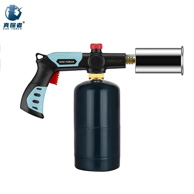 GF-8010 Custom most powerful hand hold fireplace charcoal gun style super flame butane torch lighter large BBQ