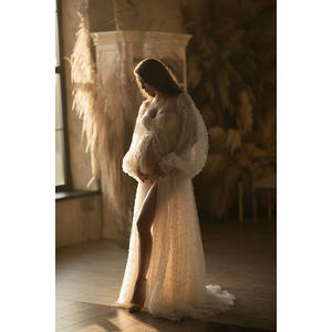 Vestido <span class=keywords><strong>de</strong></span> Maternidad <span class=keywords><strong>de</strong></span> Tul con Perlas <span class=keywords><strong>de</strong></span> Lujo para Sesión <span class=keywords><strong>de</strong></span> Fotos, Invitada <span class=keywords><strong>de</strong></span> <span class=keywords><strong>Boda</strong></span>, Frente Abierto, Mangas Desmontables, Vestidos para Mujeres <span class=keywords><strong>Embarazadas</strong></span> - Product Image 3