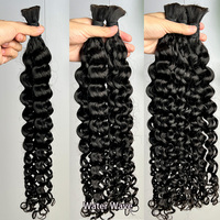 Cheveux humains 100% naturels indiens bruts, double tirage, bouclés profonds, effet mouillé et ondulé, sans trame, en vrac, pour tresses bohèmes et tresses sans nœuds