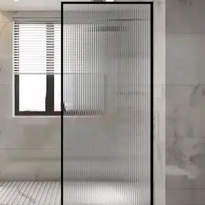 凹槽图案钢化透明低铁6毫米8毫米10毫米12毫米15毫米窄reded隐私室内玻璃隔断淋浴门