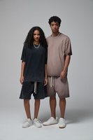 T-shirts formels pour hommes T-shirt lourd, mat, teint à la cire, lavé, vintage, tendance et jeune T-shirt à manches courtes pour hommes