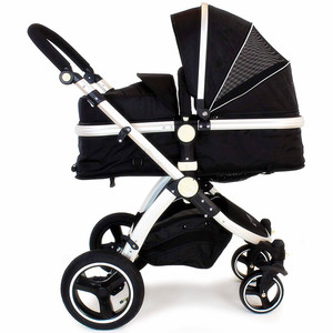 Poussette tout-terrain <span class=keywords><strong>2</strong></span> en <span class=keywords><strong>1</strong></span> pour bébé : cadre en aluminium, capote en <span class=keywords><strong>3</strong></span> sections et grandes roues en PU pour plus de <span class=keywords><strong>confort</strong></span> - Product Image 5