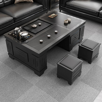 Table basse luxueuse pour salon en dalle de roche Service à thé intégré pour bureau Service à thé avec bouilloire