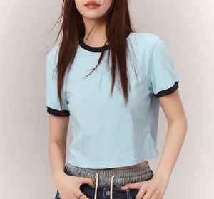 Wholesale Customized Letter Printed T-shirts for Women's 2024 Summer Contrasting <b>Patchwork</b> Loose Short Sleeved <b>Top</b> - Product Image 6