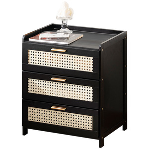 Modern Minimalist Nightstand Wood Top 3 Drawer Storage Bedroom Furniture - Product Image 5