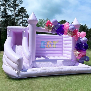 Combo toboggan humide violet pastel Macaron Maison gonflable Château sautant à louer <span class=keywords><strong>pour</strong></span> la fête de mariage <span class=keywords><strong>avec</strong></span> toboggan et <span class=keywords><strong>piscine</strong></span> - Product Image 2