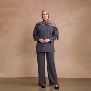 Setelan kabel Kimono Side Wrap dengan celana pakaian Ramadan Islami 2 potong Set Muslim wanita sederhana Muslimah penipuan Kleidung - Product Image 1