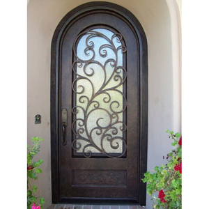 Cancello in Ferro Battuto Francese <span class=keywords><strong>a</strong></span> Foglia Singola Fatto <span class=keywords><strong>a</strong></span> Mano con Vetro Satinato, Popolare per Patio, Cancello Esterno in Metallo per Privacy, Ideale per Ingressi - Product Image 1