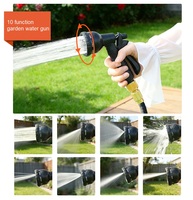Tuyau d'arrosage de jardin flexible haute pression, 3 couches de tube en latex, léger et extensible, avec raccord de 3/4''
