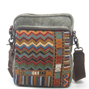 <span class=keywords><strong>Sac</strong></span> à bandoulière en toile à fermeture éclair, style <span class=keywords><strong>bohème</strong></span> vintage, motif <span class=keywords><strong>ethnique</strong></span> en fil, décoration croisée, sangle unique, 862-1 - Product Image 5