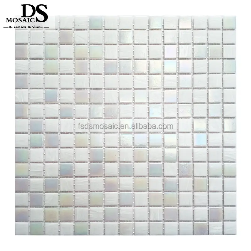 Perlweiß Farbe Hot Melt Glas Luxus Schwimmbad Mosaik fliesen Hand druck Farbe Wand dekorative Glas Mosaik fliesen