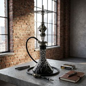 Black Glass <b>Hookah</b> Metal Stand Water <b>Pipe</b> with Decorative Skull Design for Lounge Bar Home Use - Product Image 4