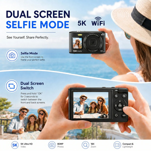 กล้องดิจิตอลเซลฟี่จอคู่ 5K 80MP โฟกัสอัตโนมัติ ซูม 18 เท่า <span class=keywords><strong>WiFi</strong></span> กล้องวีล็อกขนาดกะทัดรัด รองรับเว็บแคม - Product Image 5
