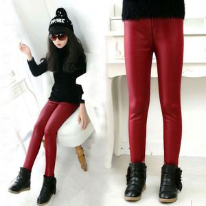 Pantaloni in <span class=keywords><strong>Pelle</strong></span> per Bambine Invernali, <span class=keywords><strong>Leggings</strong></span> in Ecopelle Spessa Felpata, Pantaloni a Sigaretta per Bambini, Pantaloni Caldi per Neonati, Pantaloni Slim - Product Image 2