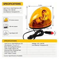 Luz de Advertencia Giratoria Ámbar al por Mayor, 12V 24V, Montaje Magnético en Techo, Luz Estroboscópica de Emergencia para Seguridad en la Construcción