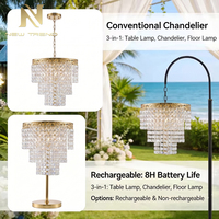 Lámpara de Araña LED de Cristal Recargable con Control Táctil de 5W, Moderna, para Centro de Mesa de Boda