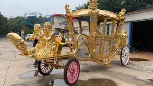Calèche royale de luxe dorée classique pour mariage/visite touristique, fabricant Zhenda Electric Xuchang, à vendre - Product Image 2