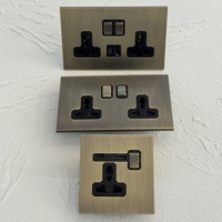Interrupteur mural rétro vert bronze 146 86 double 1 gang universel UK 13A avec prise USB-C et interrupteur à bascule 1234 gangs 2 voies en acier inoxydable