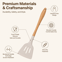 Spatule à fentes en silicone OEM ODM résistante à la chaleur pour ustensiles de cuisson antiadhésifs, spatule de cuisine robuste et racloir