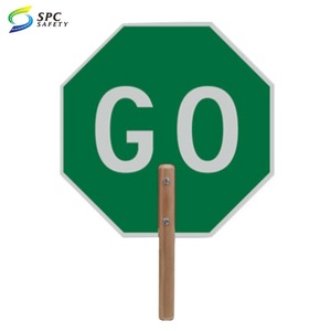 Palette de contrôle du trafic pour piétons réfléchissante à double face à main Avertissement de sécurité à main <span class=keywords><strong>Stop</strong></span>/Go Panneaux de signalisation - Product Image 3