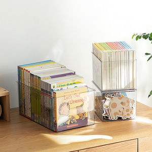 Acrylic Transparent Storage Box With Lid Stackable Rectangle <b>Desktop</b> Organizer For Books Toys Cosmetics Home Use - Product Image 2