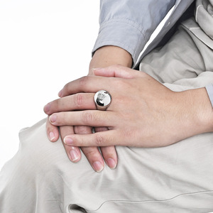 Minimalist Titanium Steel Ball <b>Ring</b> For Men Gold Black Silver Daily Wear Jewelry K R909 - Product Image 2