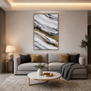 <span class=keywords><strong>Peinture</strong></span> à l'huile abstraite à effet marbré peinte à la main, design veiné <span class=keywords><strong>noir</strong></span>, <span class=keywords><strong>blanc</strong></span> <span class=keywords><strong>et</strong></span> or, peintures murales de <span class=keywords><strong>paysage</strong></span> - Product Image 1