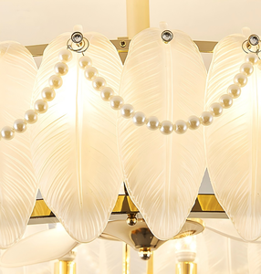 Ventilateur de plafond <span class=keywords><strong>vintage</strong></span> français avec plumes, coquillages et perles, 2-en-<span class=keywords><strong>1</strong></span> avec lampe LED, luminaire décoratif silencieux - Product Image 5