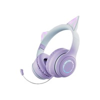 Headset Pro Wireless BT Over Ear dengan Warna Gradasi Gaming Cat Ear RGB untuk PC Mobile Gaming