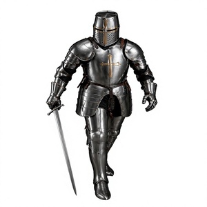 Armadura de Caballero Medieval de Acero Pulido, Placa Completa de Cruzado Gótico, Imitación Antigua para Halloween, con Impresión por Troquelado - Product Image 1