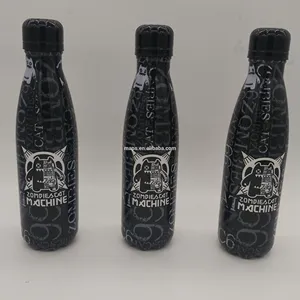 Garrafa de água em forma de cola, garrafa de água coberta refrigerada a vácuo de aço inoxidável de 17 oz