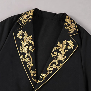 Traje <span class=keywords><strong>de</strong></span> Caballero para Niños, Estilo Barroco, Bordado Dorado, Chaqueta con Solapa <span class=keywords><strong>de</strong></span> Muesca, Pantalones Rectos, Corbata, 3 Piezas, Conjunto para Fiesta - Product Image 4