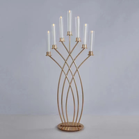 Nordique 7 bras or acrylique bougeoir haut fleur support lampadaires pour candélabres centres de table accessoires de mariage fournitures